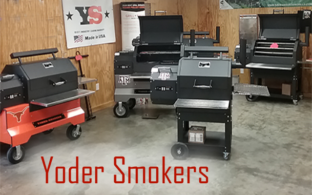 Yoder Smokers in the showroom